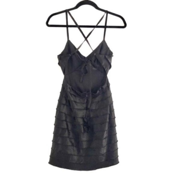 Forever 21 Dress S Tier V-Neck Backless Black Fray - Picture 8 of 11